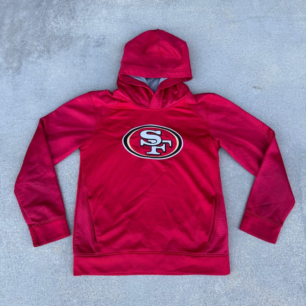 NFL Team Apparel San Francisco 49ers Youth Red Hoodie Sweatshirt Size M 10/12